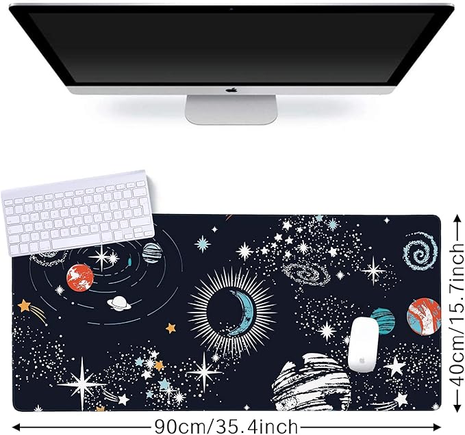 Space Galaxy Gaming Mouse Pad XXL Large Desk Mouse Pad Keyboard Mat with Stitched Edges Waterproof Non-Slip Desk Mat for Laptop,Keyboard,Computer 35.4 * 15.7 Inch