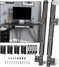 14" Keyboard Slide Heavy Duty Ball Bearing Slides Computer Tray Under Desk Rails Rack Cabinet Furniture Drawer Hardware Accessories with Adjustable Height Bracket & L Extension Support Bracket (Black)