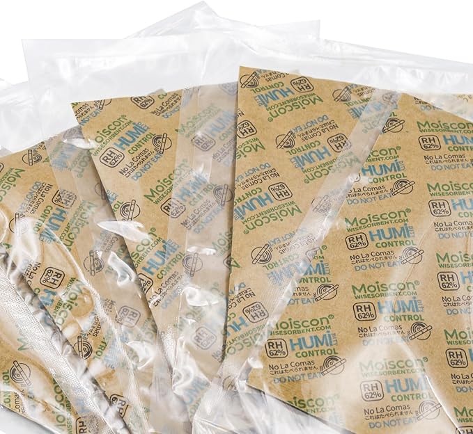 62% Two-Way Humidity Control Packs, 67 Gram 5 Pack for Storing 1 lb, Size 67 Moisture Control Packets Individually Wrapped, Humidifier Packs for Storage Containers
