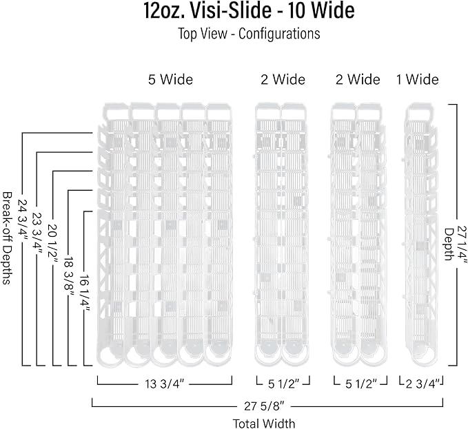 Display Technologies Gravity Fed Organizer for 12/16oz Beverages on Flat & Angled Shelves in Coolers (Pack of 6)