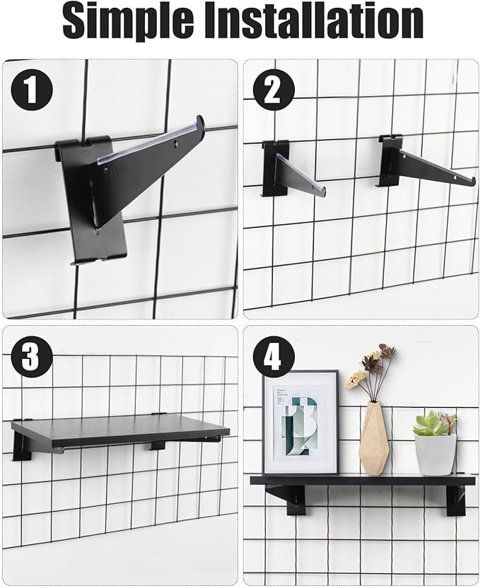 3 Pcs Gridwall Shelf with Metal Brackets, 16"x 8" Wooden Gridwall Shelves Heavy Duty Gridwall Shelving Organizer Accessories for Garage, Visualizer, Workbench and Bitchenette
