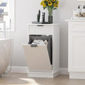 White Tilt Out Laundry Hamper Cabinet Hidden Laundry Hamper Cabinet with Drawers and Baskets for Bathroom Hamper with Storage for Kitchen Bedroom,16x16x30in
