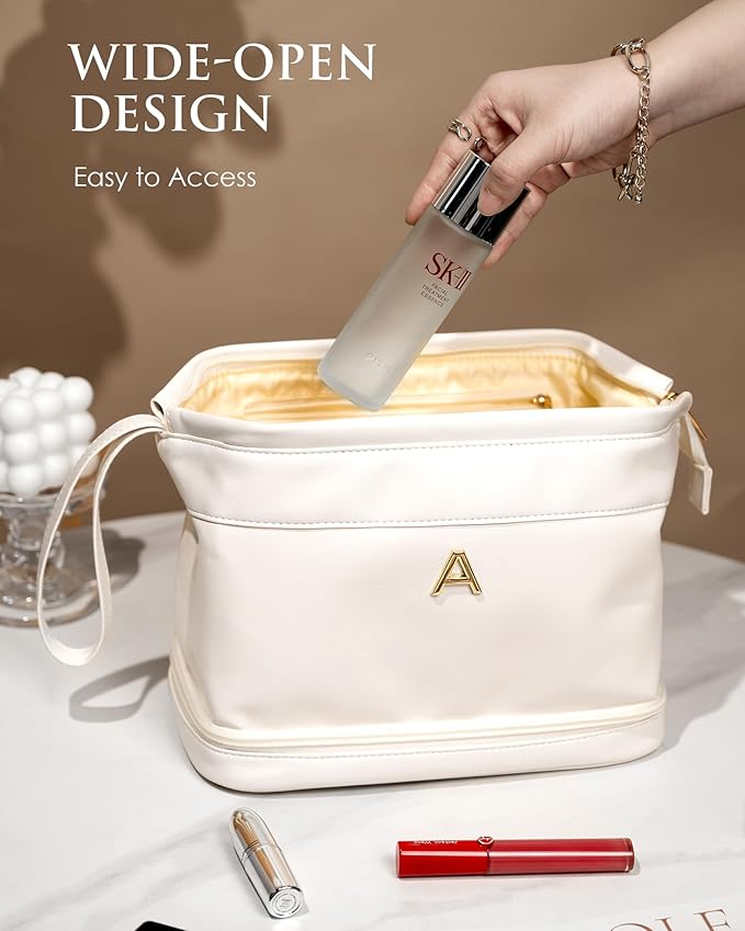 Bridesmaid Gifts, Women Makeup Bags, Friend Gifts, Personalized Double Layer Teen Girl Cosmetic Bag with Makeup Brush Organizer, Travel Toiletry Bag, Birthday Gifts for Girls