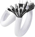 AGPTEK Cable Sleeve Cover, 10ft - 1.5 inch Desk Cord Organizer Cable Hider, Home Office Wire Management Computer TV Wire Loom Tubing, Pet Proof Cord Protector, from Cat Dog Chewing, White