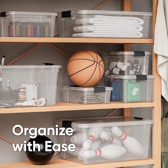 Superio Clear Storage Boxes with Lids, 2.3 Quart Plastic Container Bins for Organizing, Stackable Crates, BPA Free, Non Toxic, Odor Free, Organizers for Home, Office, School, and Dorm, 2 Pack
