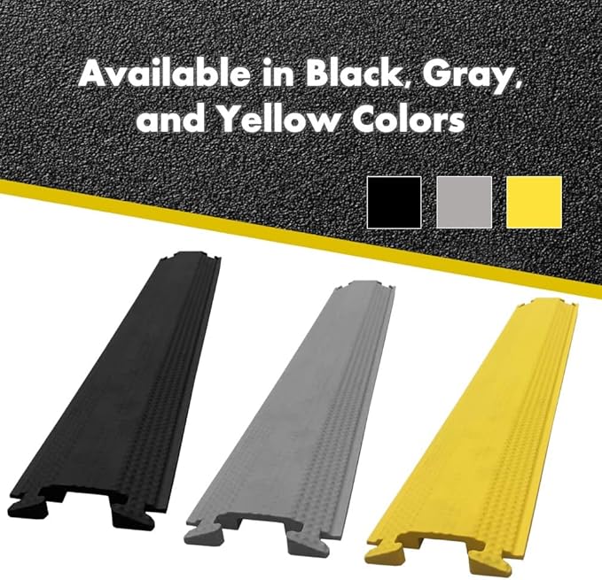 Kable Kontrol Drop Over Floor Cord Cover – 60” Inch Long 1 Channel Cable or Wire Protector – 270 Pcs Bulk Pack - Rubber Ramp for Indoor and Outdoor Use – Yellow