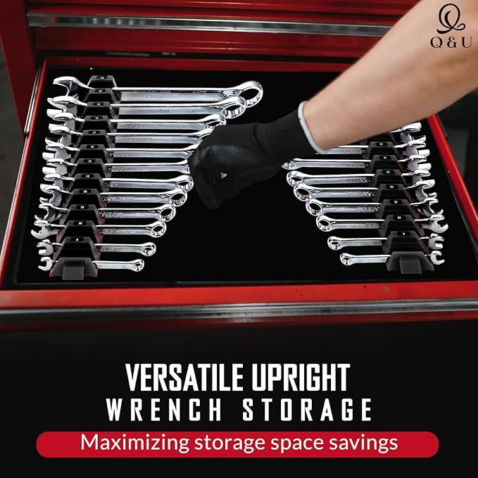 Q&U Wrench Organizer Modular System – 48 PCS Magnetic Wrench Organizer for Tool Box Drawer, Modular Wrench Organizer and Wrench Storage Rack, Heavy Duty Wrench Holder