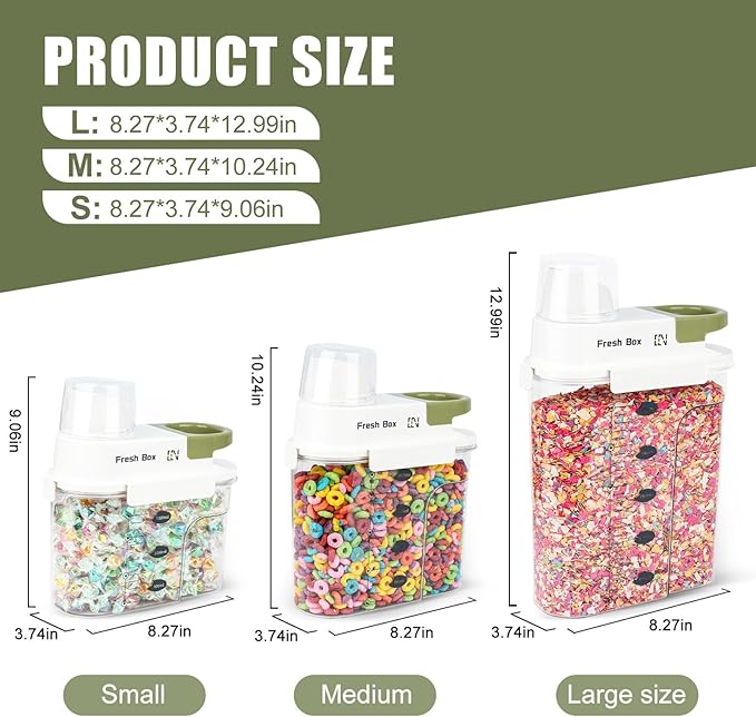 Cereal Storage Container 4Pack,61oz/1.8L Airtight Food Storage Containers With Lids,Organizers Storage With Measuring Cup for Beans,Sugar,Rice,Nuts,Snacks,Dog Cat Pet Food,Candy
