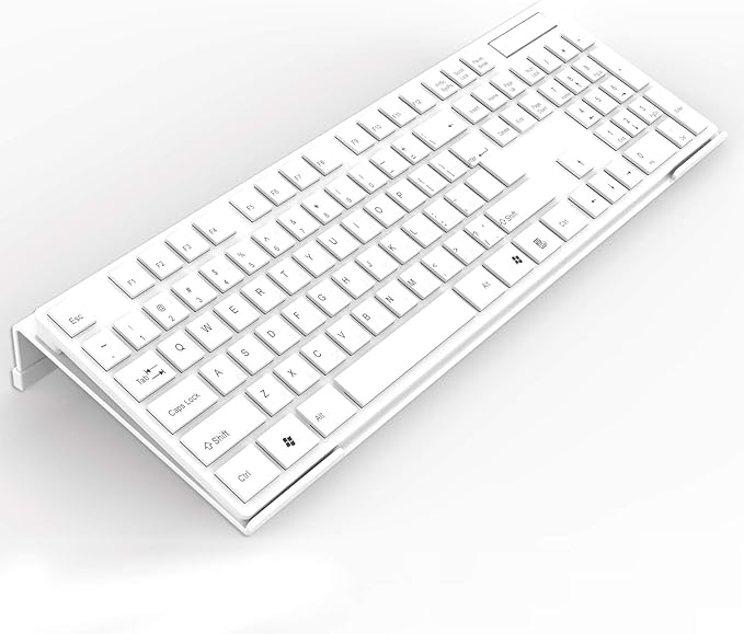 Acrylic Tilted Computer Keyboard Stand for Ergonomic Typing, Keyboard Tray Holder with Silicone Non-Slip Case, White