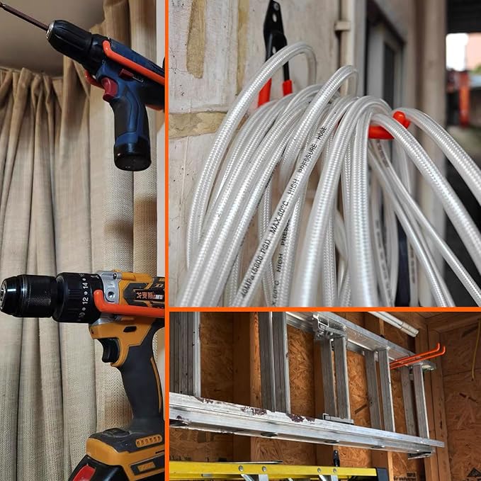 Heavy Duty Garage Storage Hooks, 4 Pack Utility Steel Garage Tool Organizer Wall Mount for Hanging Power and Garden Tools Ladders Hoses Bikes Ropes & Bulk Items