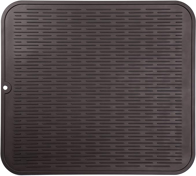 Silicone Dish Drying Mat for Multiple Usage,Easy clean,Eco-friendly,Heat-resistant Silicone Mat for Kitchen Counter or Sink,Refrigerator or Drawer Liner Coffee 2XL 24 inches x 18 inches