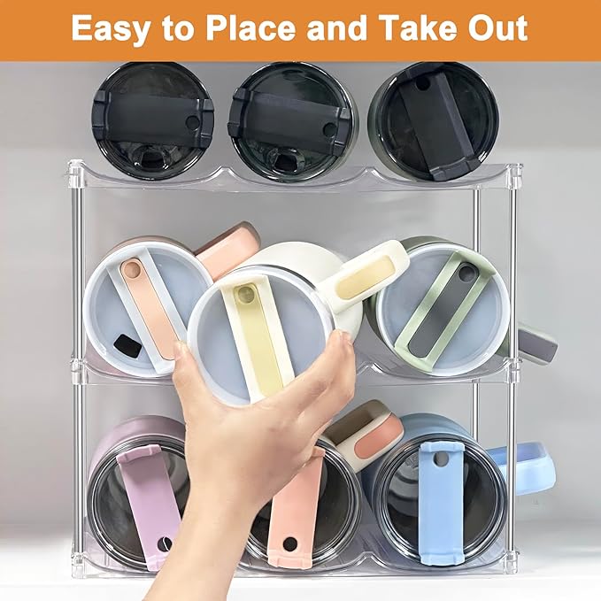 Water Bottle Organizer for Stanley 40 oz Tumbler - Large Capacity Water Bottle Holder for Cabinet, Kitchen Organizers and Storage for Stanley Cup Accessories, Tumbler Organizer Storage Rack, 4 Pack
