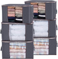 Lifewit 90L Large Storage Bags, 6 Pack Closet Organizers and Storage, Clothes Storage Bins with Lids, Foldable Storage Containers with Reinforced Handles for Clothing, Blanket, Bedding, Comforter Gray