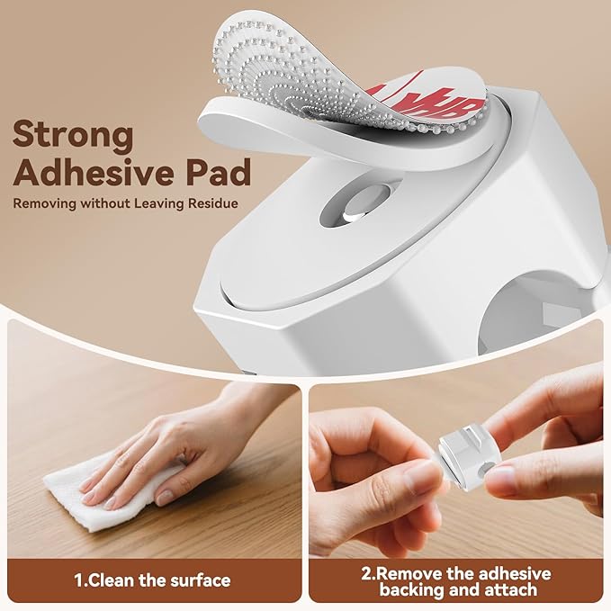 8 Pack Rotatable Cable Clips,Spring Cord Organizer Desk Cable Management Cord Holder Adhesive Phone Charger Cord Clips for Home Office Car Wall Nightstand Accessories White