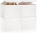 Large 22 Quart Linen Fabric Foldable Storage Bin Cube Organizer Basket with Flip-Top Lid & Handles, Clothes Blanket Box for Home, Office, Closet, White, 4 Pack 14.6 x 9.5 x 9.5”