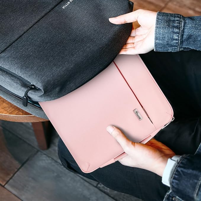Voova Laptop Sleeve Case 15.6 16 Inch with Handle, 360° Protective Waterproof Slim Computer Bag Cover Compatible with MacBook Pro M2/M3/M4 16, HP Acer Lenovo Yoga ThinkPad Asus Laptop, Women, Pink