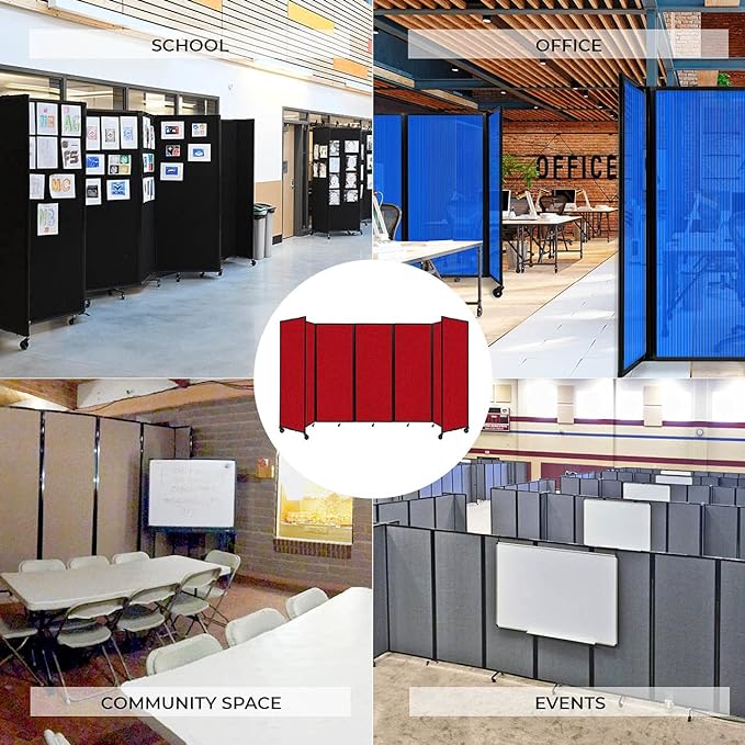 Versare Room Divider 360 Portable Wall Partition | Folding Panels | Large Freestanding Divider | Locking Wheels | Temporary Room Separator | 25' x 7'6'', Warm Pebble