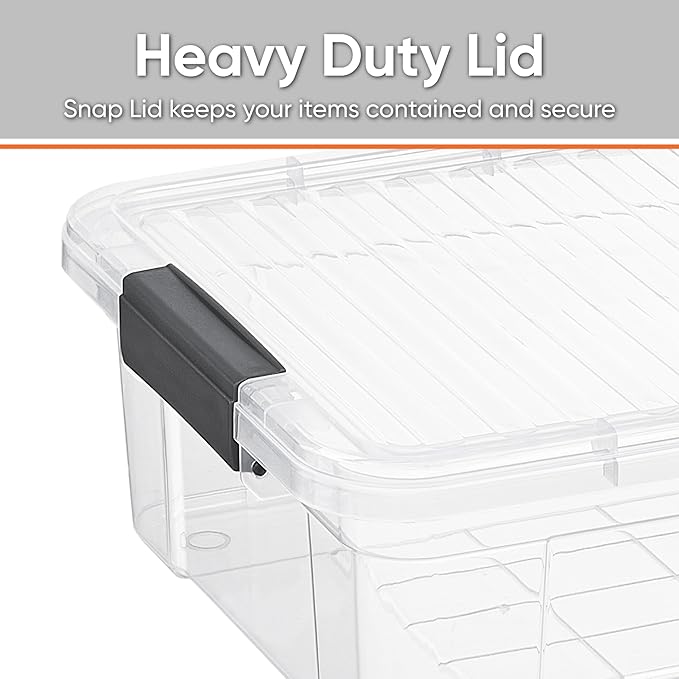 Superio Clear Storage Boxes with Lids, 13.7 Quart Plastic Container Bins for Organizing, Stackable Crates, BPA Free, Non Toxic, Odor Free, Organizers for Home, Office and Dorm, 6 Pack