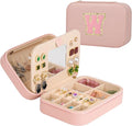 TopPerfekt Travel Jewelry Case Travel Jewelry Box With Mirror, Jewelry Organizer Bridal Shower Gifts To Her, Earring Travel Case, Trendy Gift for Women and Girls (W, Pink)