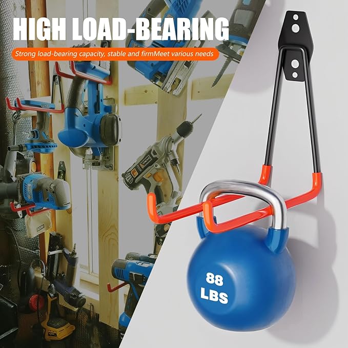 Heavy Duty Garage Storage Hooks, 4 Pack Utility Steel Garage Tool Organizer Wall Mount for Hanging Power and Garden Tools Ladders Hoses Bikes Ropes & Bulk Items