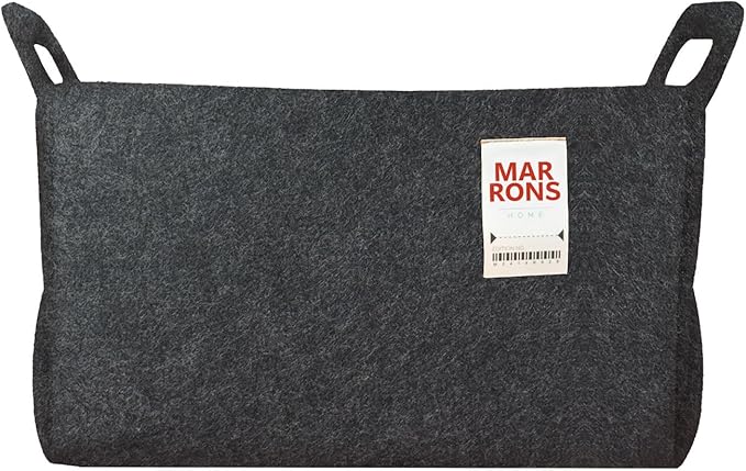 Collapsible Felt CHARCOL Storage Bin Large 14.6"x9.4"x9.4" – Foldable Basket with Handles for Closet, Laundry Room Organization, Toy Storage, Decorative Storage Bins for Shelves, Nursery