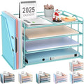 gianotter 4-Tier Paper Organizer With Magazine Holder, Desk Organizers and Accessories, Blue Desk Accessories, File Organizer for Office Supplies Storag(Blue)