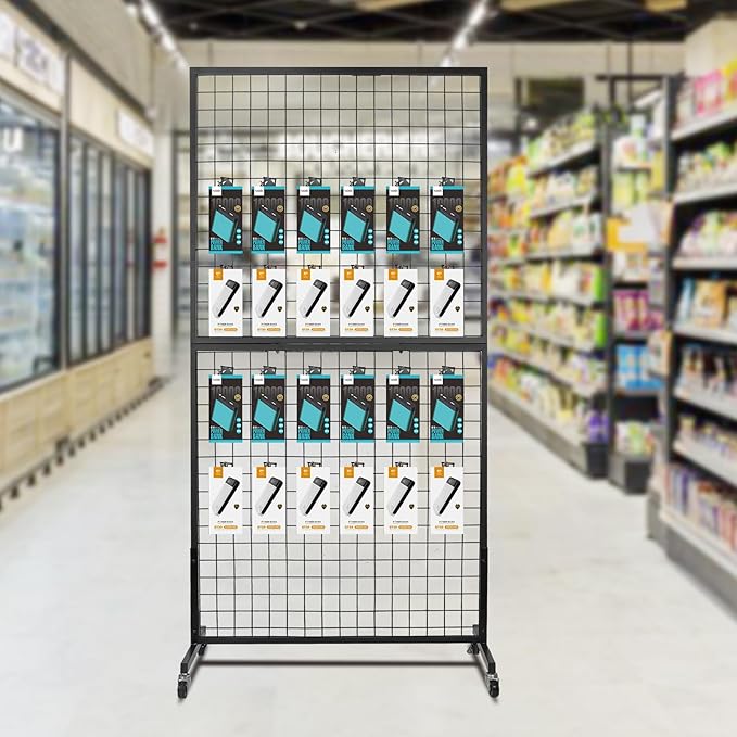 Grid Wall Panels, 2 Packs 3'x 6' Grid wall Panels Stand with T-Base, Black Wire Gridwall Display Rack, Craft Show Display Rack, Art Gridwall Display Stand