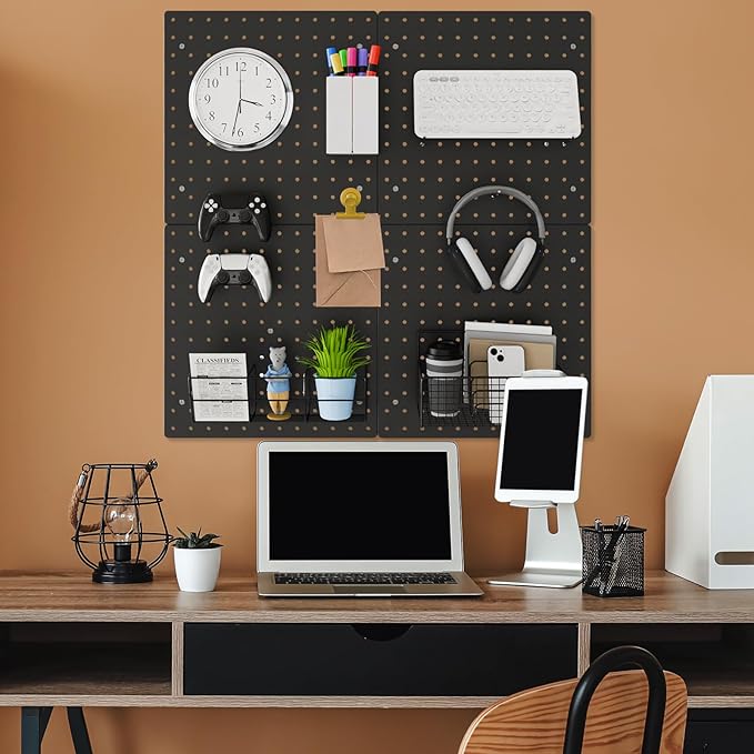 FZK 36pcs Pegboard Kit, Peg Board,Peg Board Hooks,Includes 4 Black Pegboard and Pegboard Accessories,Pegboard with Hooks,Plastic Pegboard,Pegboard Wall Organizer, Garage Storage