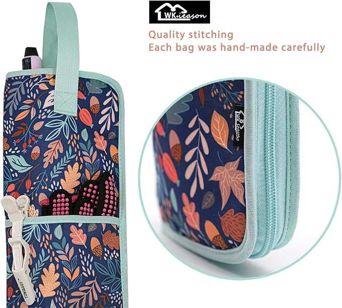 WK IEASON Hair Flat Iron Case Holder Canvas Bag Heat Resistant Curling Iron Straightener Holder Bag for Hair Tools Curling Iron Organizer Bag (Floral print-Fabric bag)