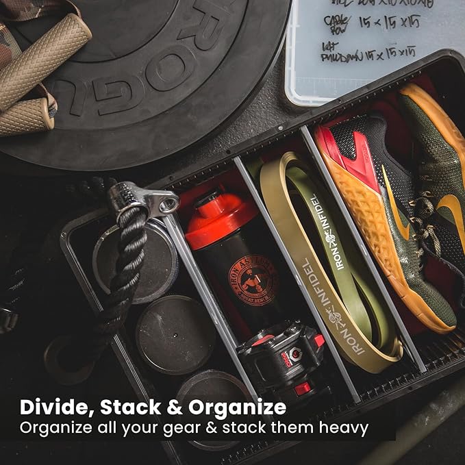 SIDIO Crate Basic Pack - 2 Full-Size & 1 Half-Size Heavy Duty Stackable Storage Bins, Totes and Containers with Dividers - Durable Plastic Organizer for Home, Office, Garage, and Outdoor Use