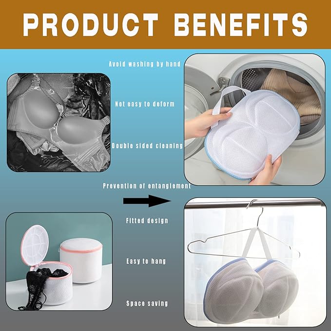 Large Bra Laundry Bags for Washing Machine, Fits All Cups Anti Deformation Bra Washing Bag, Lingerie Bags for Washing Delicates (4 Pack White)