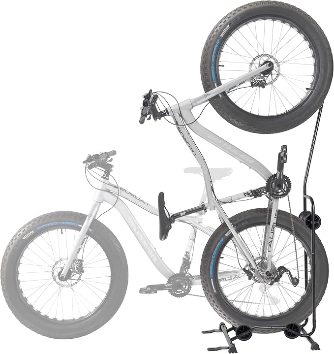 CyclingDeal Upright Bike Stand - Premium Quality Vertical & Horizontal Adjustable Bicycle Floor Parking Rack - for Storing MTB Road Bikes - up to 29” Wheel Size - for Fat Bike - 1 Bike