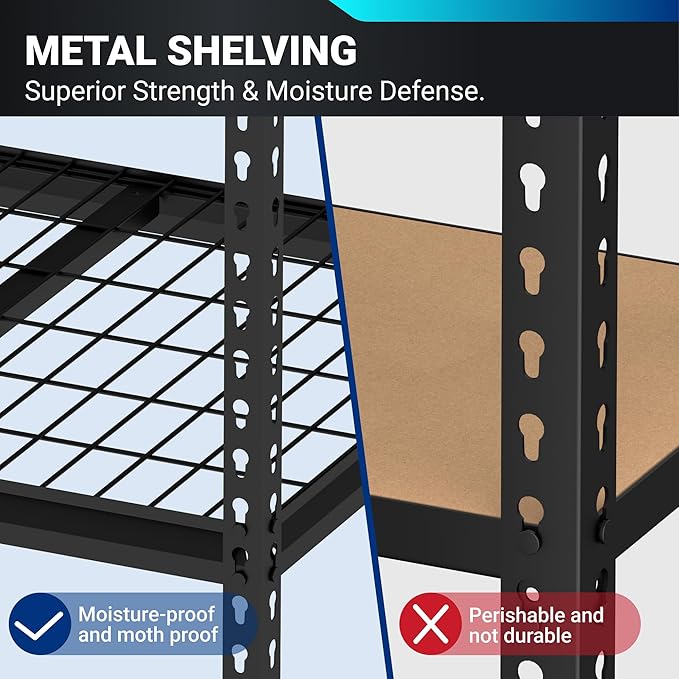 FLEXIMOUNTS Garage Shelving, Heavy Duty Shelving 2000 lbs, 5-Tier Garage Storage Shelves,Industrial Shelves for Heavy Tools and Equipment, 48" W x 24" D x 72" H， 3 Pack