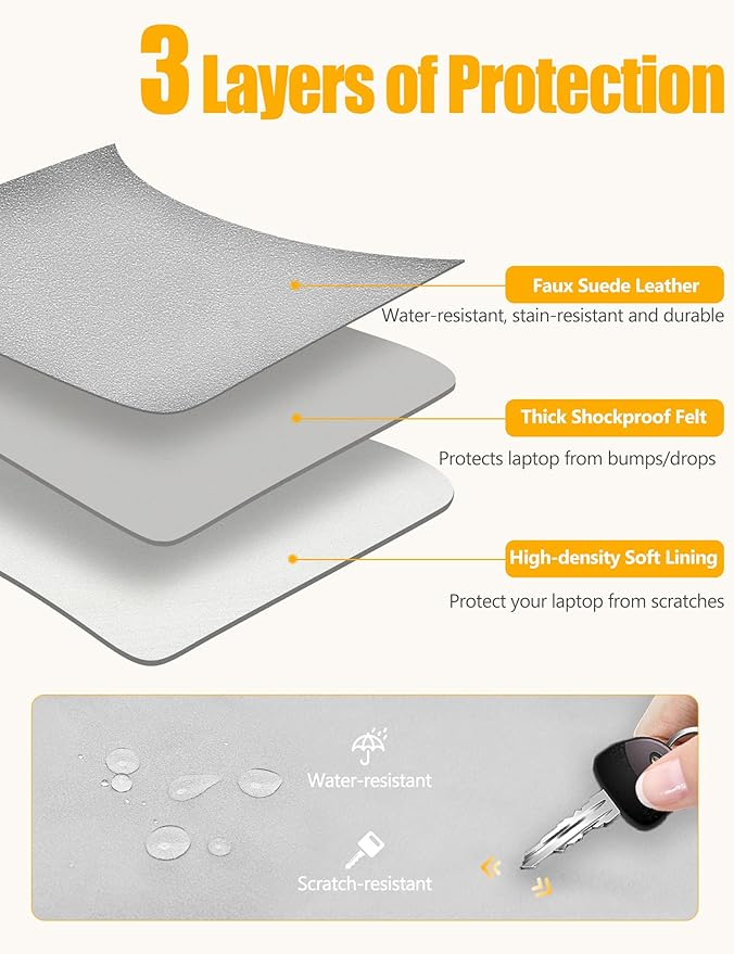 HYZUO 13.3-14 Inch Laptop Sleeve Case Bag with Adjustable Stand for MacBook Pro 14 M5/M4/M3/M2/M1 Pro/Max 2026-2021, MacBook Air/Pro 13.3, 13.8-13.5 Surface Laptop, with Pouch, Light Gray
