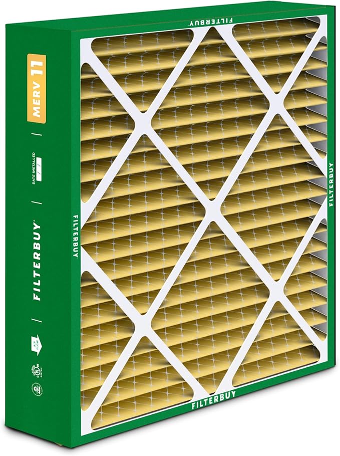 Filterbuy 20x20x5 Air Filter MERV 11 Superior Pet & Allergy Defense (4-Pack), Pleated HVAC AC Furnace Filters for Amana, Coleman, Goodman, Maytag, York, and More (Actual Size: 20.25 x 20.75 x 5.25)