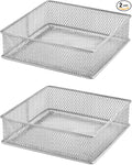 YBM HOME Silver Mesh Drawer Cabinet and or Shelf Organizer Bins, School Supply Holder Office Desktop Organizer Basket (2, 6x6x2 Inch)
