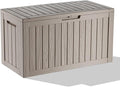 90 Gallon Deck Box,Resin Outdoor Storage Box with Lockable for Patio Furniture, Pool Accessories, Garden Tools Waterproof Outside Storage Box, Grey