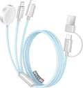 Temdan for Travel Vacation Essentials,3 in 2 USB C Cable for Apple Watch Charger/iPhone 17 Charger/Lightning,Multi Charging Cable Cord,Camping Essentials,Designed for iWatch &iPhone 16-12-6FT Blue