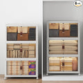 720Qt Stackable Storage Bins with Lids, 6 Pack Large Collapsible Bins with Wheels, Plastic Cabinet with Doors, Foldable Closet Organizers and Storage for Home, Dorm, Office, White