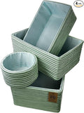 Modern Granny Fashion Decor Vanity Box, Stackable Boxes Decoratives with lined Interior, Storage Baskets Set of 4, Office Boho Baskets Shelf Box for Organizing (PRAIRIE MINT)