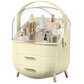 Makeup Organizers, Make Up Organizer for Vanity, Countertop Cosmetic Storage with Drawers and Transparent Cover for Bedroom Bathroom, Maize-yellow