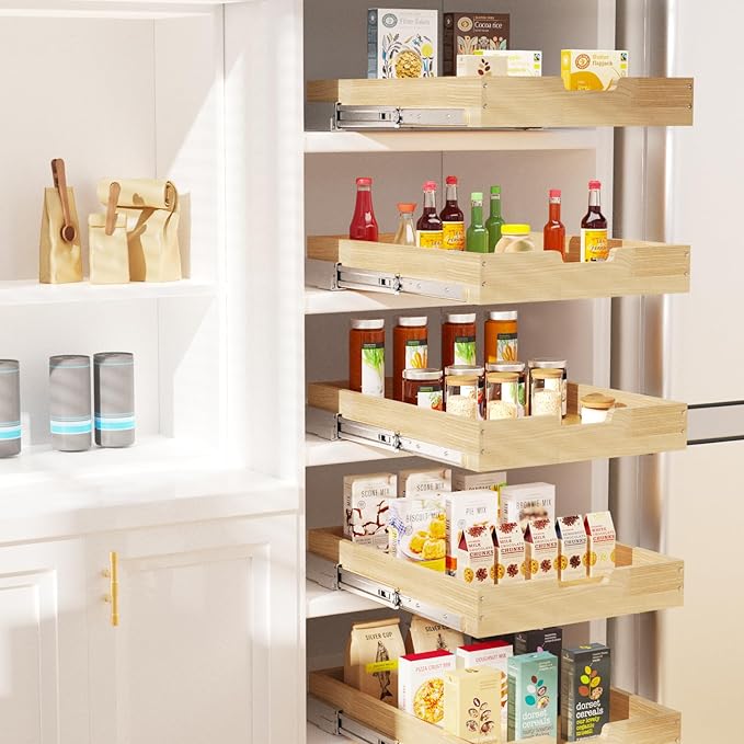 Wood Pull Out Cabinet Organizer 23" W x 21" D, Heavy-Duty Sliding Drawers for Inside Cabinets Storage and Organization for Kitchen, Pantry, Bathroom