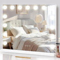 Vanity Mirror with Lights Lighted Makeup Mirror with 15 Dimmable LED Bulbs,3 Color Lighting Modes,USB Charging Port Touch Control,Sturdy Metal Frame Design 24x18 Inch,White