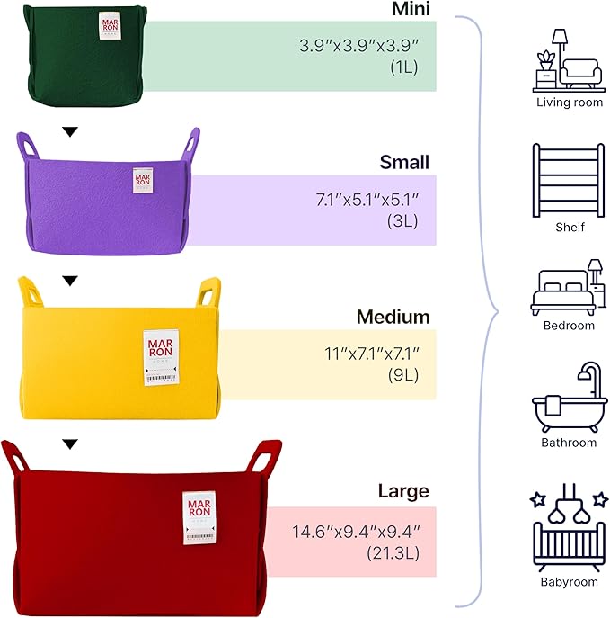 Collapsible Felt VANILLA Storage Bin Small 7.1"x5.1"x5.1" – Foldable Basket with Handles for Closet, Toy Storage, Laundry Room Organization, Decorative Storage Baskets for Shelves, Nursery
