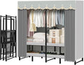 Portable Closet Rack Heavy-Duty Foldable Garment Racks with Cover 1200lbs Enclosed Wardrobe Closet with Independent Area for Hanging Clothes Storaging of Bedding (75in*20in*67in)