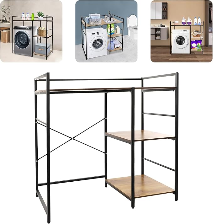 3-Tier Washing Machine Storage Utility Rack, Bathroom Washer Dryer Storage Shelf, Modern Storage Shelf, for Kitchen Laundry Narrow Places