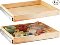 Menkxi 2 Set Pull out Tray Cabinet Organizer Wooden Pull Drawers storage Slide out Pantry Shelf for Base Cabinet Kitchen Gentle Close Fully Assembled Accessories(Wood Color,27'' X 21'' X 3")