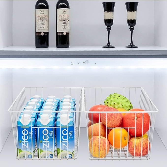 16inch Upright Freezer Organizer Baskets for 13-14,16-21 cu.ft Standup Freezer, Settle freezer chaos and reduce food waste effectively, Durable, Fully Use Space, Improve Air Circulate, White, 6pcs
