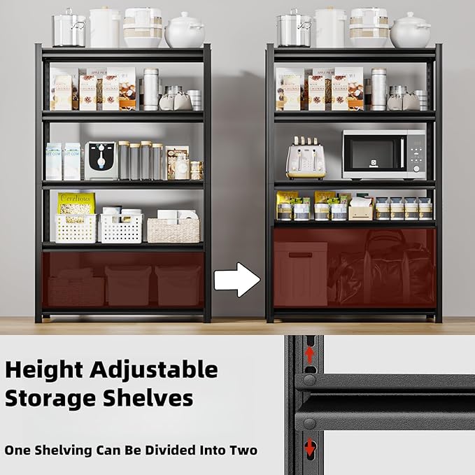 62" W x 24" D x 72" H Garage Shelving Heavy Duty Metal Shelving 3500LBS Storage Shelves Adjustable Metal Shelves for Storage Industrial Garage Shelves for Warehouse Basement (5T 72*62*24)
