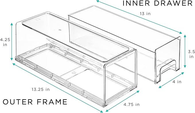 Sorbus Small Clear Stackable Storage Drawers – 4-Pack Plastic Organizer Bins with Handles – Stackable Pull-Out Storage Drawers for Closet, Pantry, Office, Bathroom, Craft, and Toy Organization